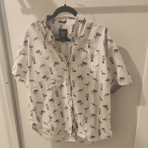 Men's Tropical Flamingo Print Casual Shirt
